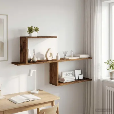 Obrázok produktu pre Maison Exclusive – Nástenná polica z recyklovaného dreva, 122 x 18 x 60 cm, drevotrieska