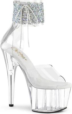 Produktbild von ADORE-724RS-02 Damen Sandale von Pleaser, Transparent-Silber EU 35, US 5