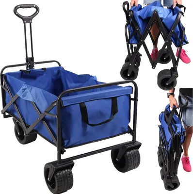 Immagine prodotto di FIT4MED | Carrello per spiaggia e giardino - Blu - Portata 120 Kg - Design pieghevole - Volume 90 L