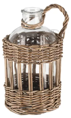 Produktbild von Glasflasche mit Weidenhenkel, 20 cm