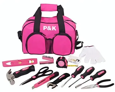 Produktbild von 77-teiliges Werkzeugset in Rosa mit Tasche