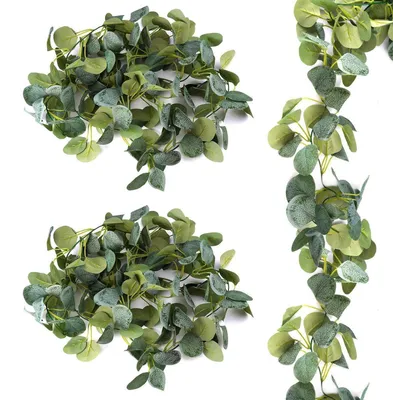 Productafbeelding van Kunststof eucalyptuskrans, 2 stuks, 1,8 meter lang, bladeren, decoratie