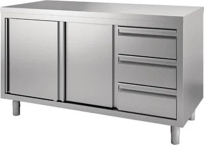 Image de Table de travail avec tiroirs/portes coulissantes 1600x700x850mm