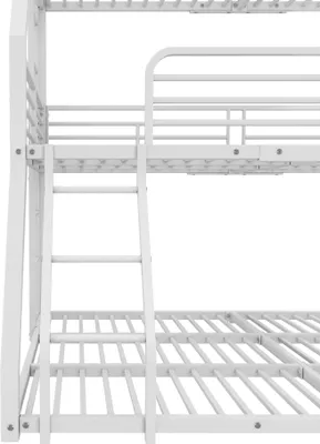 Immagine prodotto di okwish Letto a castello 90x200 cm, 120x200 cm e 140x200 cm, adatto per tre bambini, Letto a castello con sponda di protezione, Letto in metallo, Letto a tre piani, bianco (senza materasso)