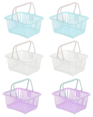 Image de Petits paniers de rangement en plastique - Lot de 6 avec poignées