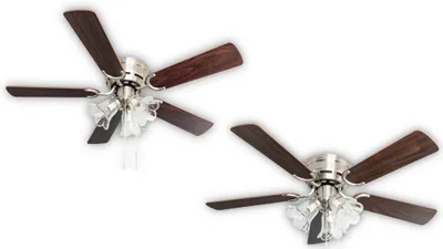 Image de Ventilateur de plafond Pepeo Kisa Deluxe Nickel 105 cm pales Bois de rose / Noyer avec éclairage
