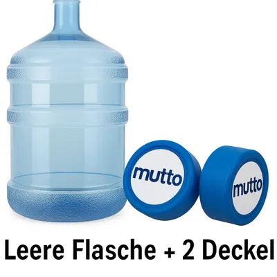 Produktbild von Mutto leere Flasche, Wasserbehälter,  Wassergallone  Mineralwasserflasche für 19 Liter inkl. 2 Deckel