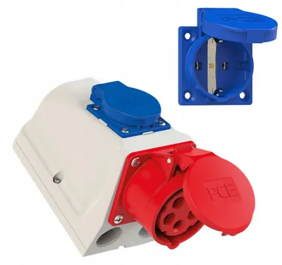 Imagen del producto de PCE CEE: Enchufe empotrable combinado, 32A, 400V, 5 polos, para montaje en pared