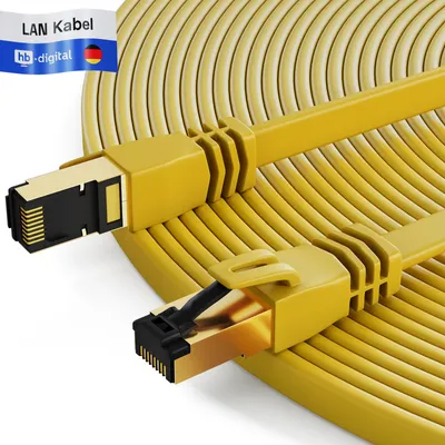 Produktbild von hb-digital CAT 8.1 Patchkabel flach 5 m RJ45 LAN Kabel U/FTP 2000 MHz 40 Gbit/s Kupfer LSZH gelb