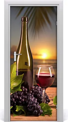Produktbild von Tulup Türaufkleber 85x205 cm Dekorative Aufkleber Selbstklebend Wasserdichte Tapete Abnehmbar Schlafzimmer Wohnzimmer Wohnkultur - Trauben und Wein