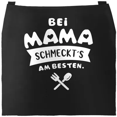 Produktbild von Kochschürze bei Mama schmeckts am besten Grill-Schürze Spruch Schürze Küchenschürze Baumwolle Moonworks® schwarz unisize