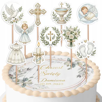 Produktbild von Tortenstecker Kuchendeko Set - Taufe Kommunion 10 Stück