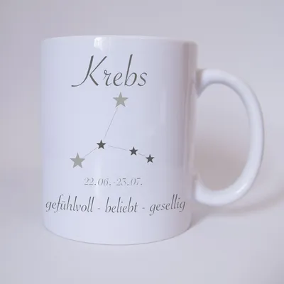 Bandneu ! Sichere dir jetzt für dich selbst oder als Geschenk die einzigartige Sternzeichen Krebs Tasse von TassenKing.com