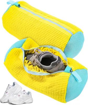 Produktbild von 2X Wäschenetz für Schuhe, Wäschebeutel, Schuh-Wäschebeutel mit Reißverschluss für Waschmaschine, Gelb