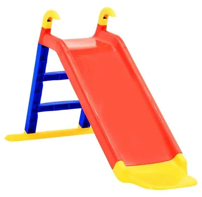 Image de Toboggan pour enfants - Toboggan pliable - Adapté pour l'intérieur et l'extérieur - 141 cm - Fabriqué en plastique - Jouet de jardin - Rouge/Bleu
