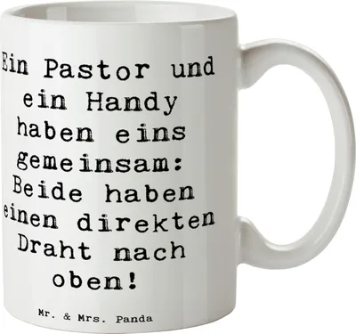 Produktbild von Mr. & Mrs. Panda Tasse Spruch Pastor Verbindung - Weiß - Geschenk, kirchlicher Humor, Berufe, Berufsgestaltung, Berufsprodukte, Becher, Trinkbecher, Kaffeetasse, Beruf
