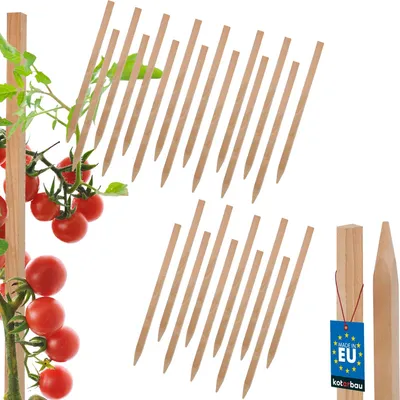 Immagine prodotto di KOTARBAU® 25 Pezzi Pali in Legno 25 cm Pali per Pomodori Legno di Faggio Naturale Tutore per Piante Bastoni per Pomodori Stecche per Piante Robusti
