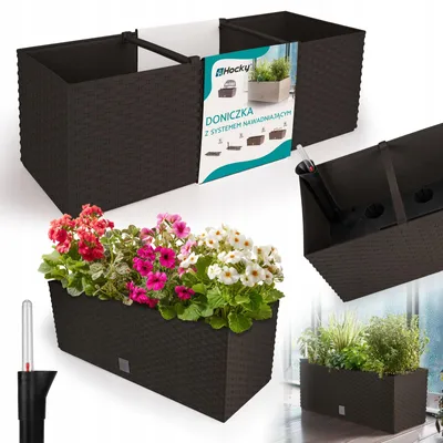 Produktbild von Blumentopf mit Bewässerungssystem Rattan-Optik Braun 50cm