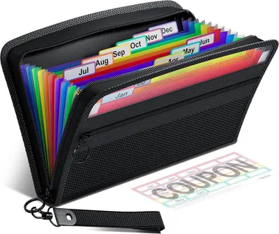 Produktbild von Quittung Coupon Organizer 12 Taschen Akkordeon-Datei Veranstalter 28 x 15 cm