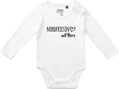 Produktbild von Huuraa Baby Body Nordfriesin mit Herz 74 White  Baumwolle Fairtrade Langarmbody Geschenkidee
