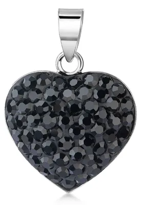 Produktbild von MATERIA by Matthias Wagner Herz Anhänger Silber 925 Damen Kristall schwarz wahlweise mit Kette KA-110