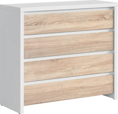 Produktbild von Kommode Soren mit 4 Schubladen, Holzoptik und Weiß, 105cm