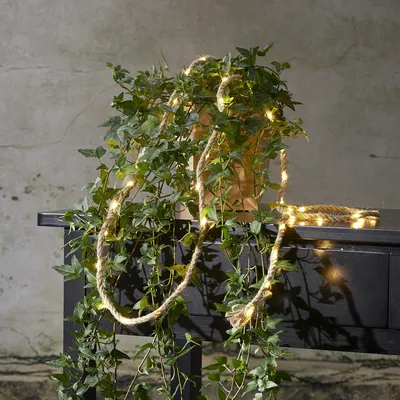 LED Lichterkette 'Jutta' - Juteseil - 40 warmweiße LED - Batteriebetrieb - Timer - L: 200cm