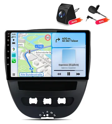 Immagine prodotto di Autoradio 4+64GB con fotocamera e microfono, compatibile con Peugeot 107, Citroen C1, Toyota Aygo (2005-2014), con CarPlay, Android Auto, WiFi, GPS, navigatore, RDS, DSP, DAB+, Bluetooth, display da 10 pollici