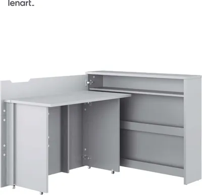 Obrázek produktu pro Skládací stůl Lenart WORK CONCEPT CW-01L (levý) ŠEDÝ Rozkládací počítačový stůl na kolečkách, police, kancelářský stůl, rohový stůl, volně stojící stůl