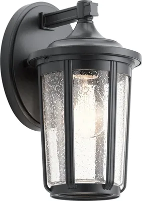 Produktbild von Außenwandlampe Aluminium Glas E27 IP44 27,9 cm hoch Schwarz Vintage Design Wandlampe außen