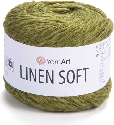 Produktbild von Yarnart Linen Soft Wolle 100g - Leinen, Viskose & Baumwolle – Olivgrün – Sportstärke 272m
