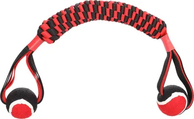 Immagine prodotto di Fenicottero giocattolo per cani Movas intrecciato con pallina da tennis rosso/nero