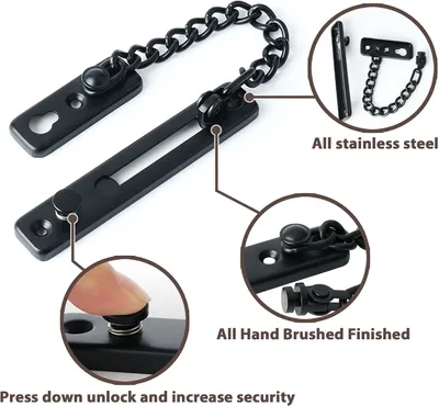 Immagine prodotto di Catena di sicurezza per porte - Sistema di blocco per catene di sicurezza - Dispositivo di fissaggio per catene di sicurezza - Antifurto per porte - Adatto per case, hotel, appartamenti - Include 4 viti