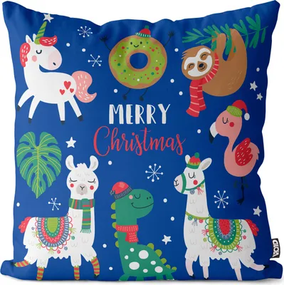 Produktbild von VOID Weihnachten Lamas Winter Kissenbezug Kissenhülle Sofakissen Kissen Deko Outdoor-Kissen Dekokissen