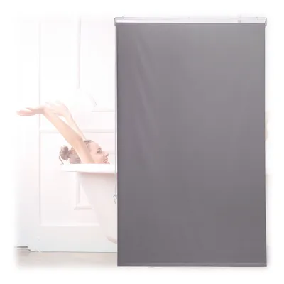 Produktbild von Relaxdays Duschrollo, 100x240 cm, Seilzugrollo für Dusche & Badewanne, Decke & Fenster, Badrollo wasserabweisend, grau