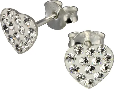 Produktbild von Teenie-Weenie Ohrstecker für Kinder 925 Silber weiß Herzen Ohrringe SDO251W