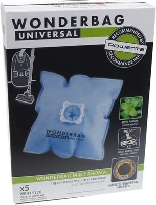 Produktbild von Rowenta WB415120, Staubbeutel, Zylinder-Vakuum, Blau, Mikrofaser, 5 Stück(e)