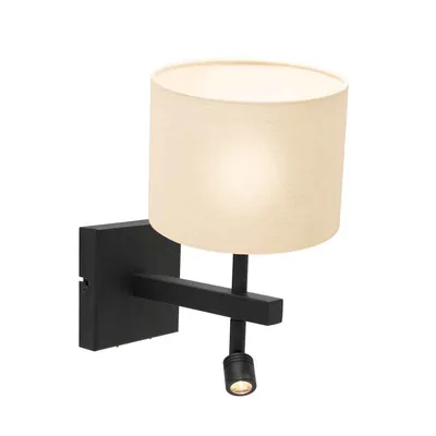 Zdjęcie produktu dla Steinhauer - kinkiet - Stang - czarny - len metal - lampka łóżkowa - LED_E27 - 8204ZW