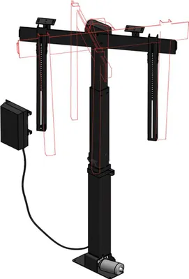 Produktbild von TV Möbel Lift elektrisch für Monitore bis 75 Zoll drehbar höhenverstellbar Xantron PREMIUM-K5-RotoLift