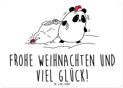 Produktbild von Mr. & Mrs. Panda Wandbild Panda Weihnachten DIN A6 - Weiß - Geschenk, Magnetschild, Türschild, wandtafel, Schild, tafel