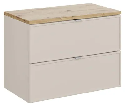Productafbeelding van Badkamerset BRAZZA: onderkast met laden 80cm + blad voor wastafel houtlook