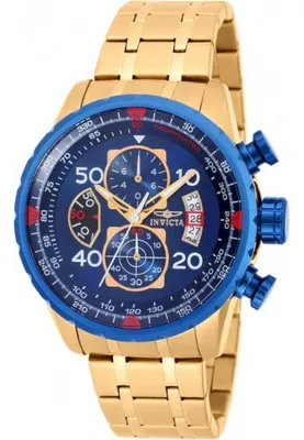 Zdjęcie produktu dla Invicta Aviator 19173 Zegarek Męski - Mechanizm Kwarcowy - Stal Nierdzewna z Niebieską Tarcza - 48 mm