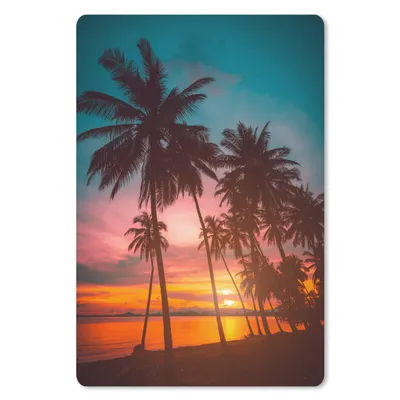 Produktbild von MuchoWow® Mauspad Mousepad Meer - Palme - Sonnenuntergang - Strand - Silhouette 18x27 cm - Mousepads - Maus Mat - Pad - Mausunterlage