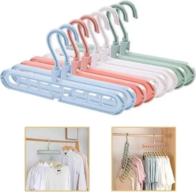 Produktbild von 8 Stück Kleiderhaken - Raumsparender Mehrzweckhaken - 9 Löcher - Kleiderschrank Organizer - stabil