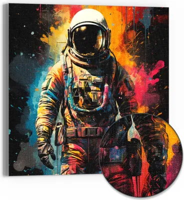 Produktbild von DEQORI Hybrid Leinwand Bild 50x50 cm 'Sternenreisender' Wandbild Glas flach modern