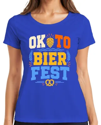 Productafbeelding van OKTO BIER FEST: , Beieren, Feest, Bier, Lederhose, Dirndl, Dames T-shirt, Blauw, XXL