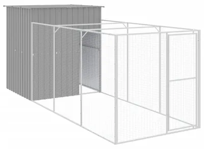 Zdjęcie produktu dla vidaXL Buda dla psa z wybiegiem Jasnoszara 165x455x181 cm Stal ocynkowana