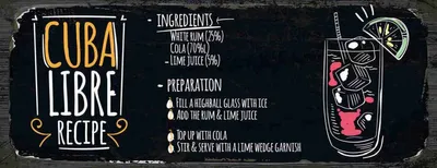 Produktbild von vianmo Holzschild 10x27 cm Cuba Libre Cocktail Recipe Essen Trinken