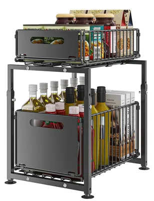 Productafbeelding van Keukenorganizer keuken organizers - Onder gootsteen - 2 niveaus - Metaal - Uitschuifbaar
