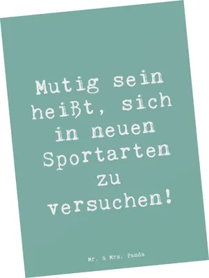 Produktbild von Mr. & Mrs. Panda Postkarte Spruch Neue Sportart versuchen - Meeresbrise - Geschenk, Grußkarte, Entdeckung, bildkarte, Postkarten, Vertrauem, sich, Stärke, Spaß am Sport